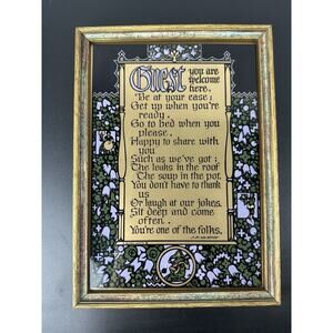 Antique Celtic 1922 WELCOME GUEST Poem Art Nouveau Framed Artist JP Mc Evoy